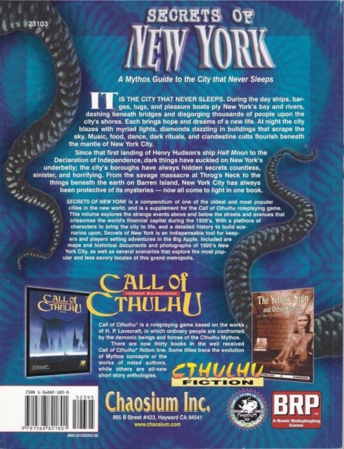 Call Of Cthulhu - 6th edition - Secrets New York (B-Grade) (Genbrug)